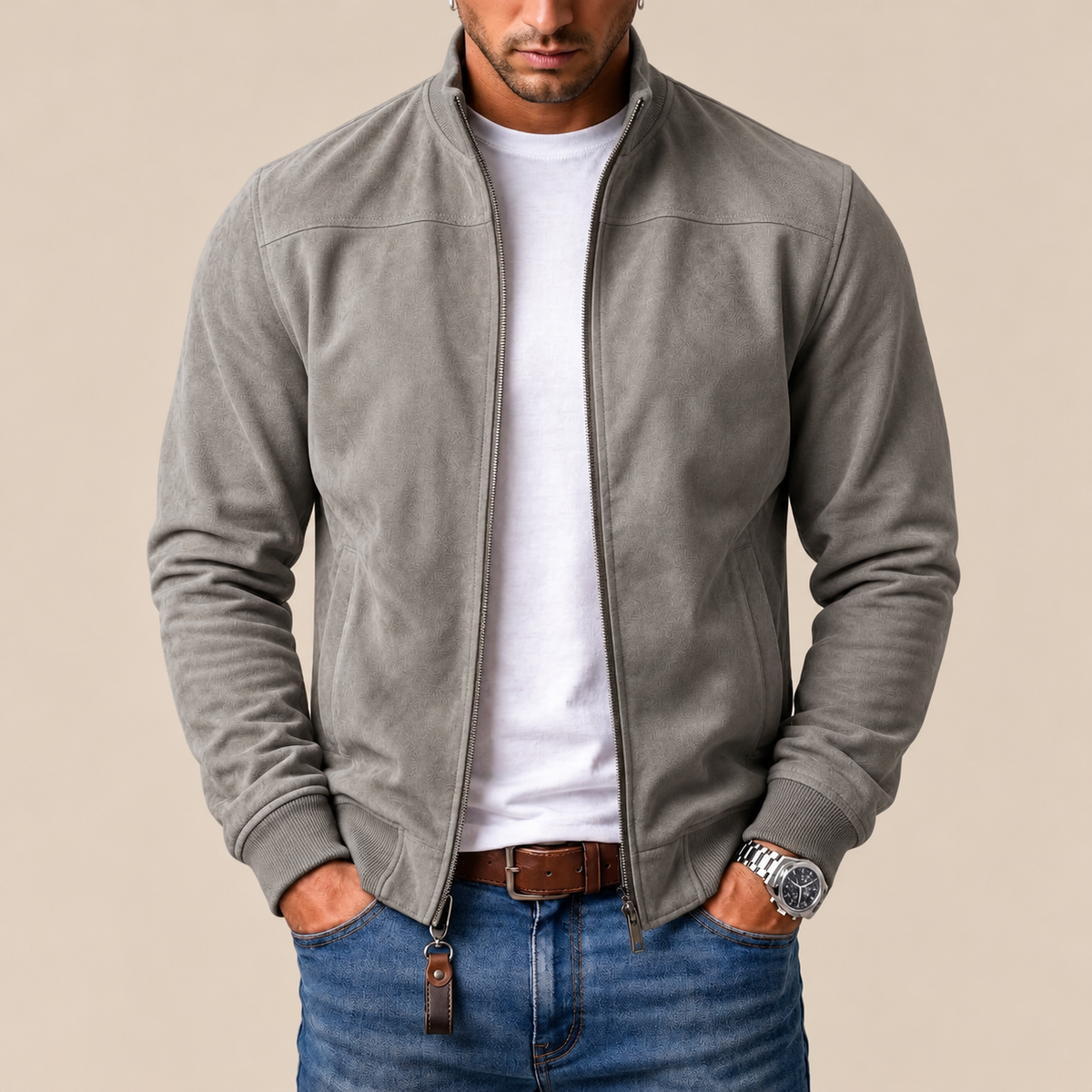 Chaqueta bomber efecto ante con puños de canalé – Sergio - Foto 6