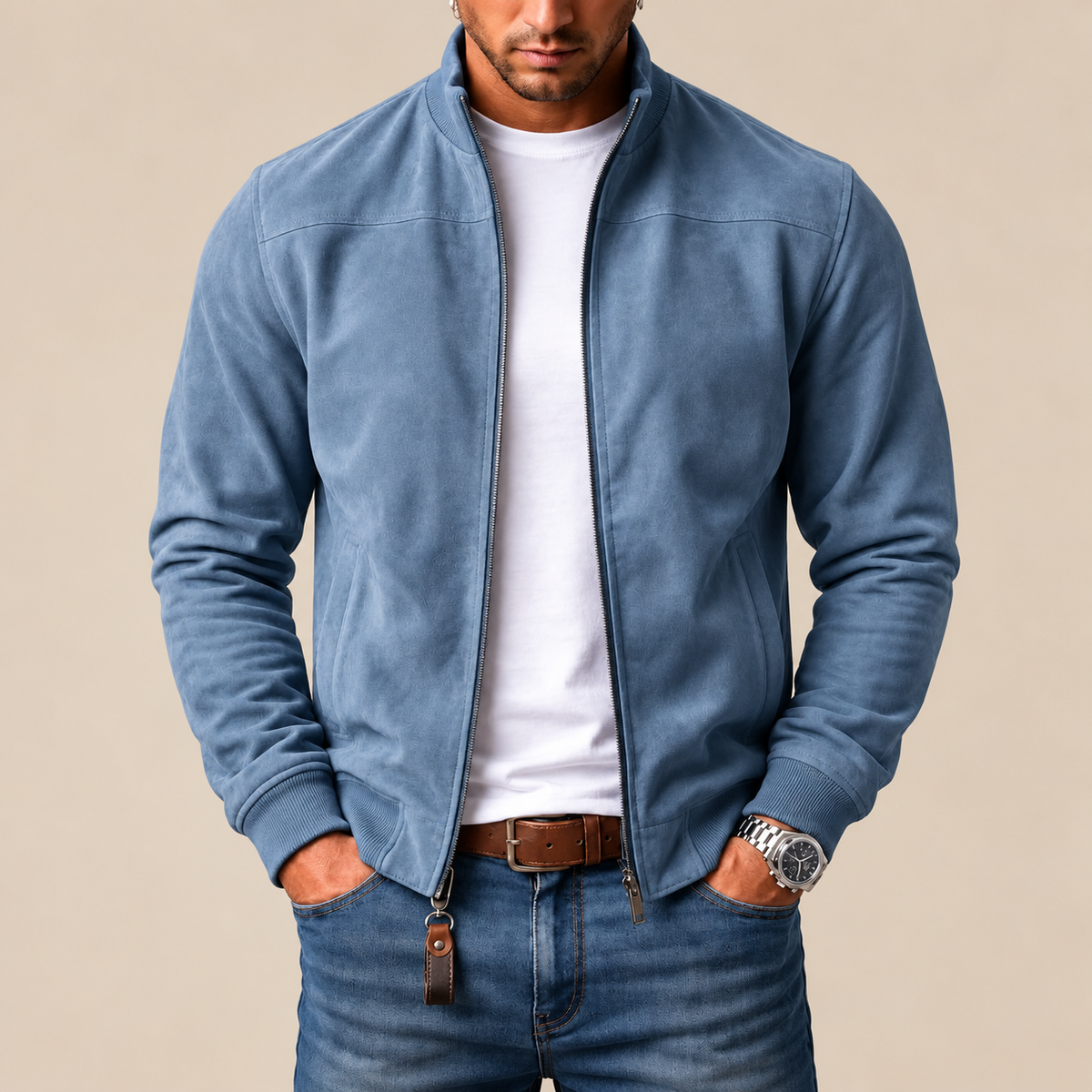 Chaqueta bomber efecto ante con puños de canalé – Sergio - Foto 7