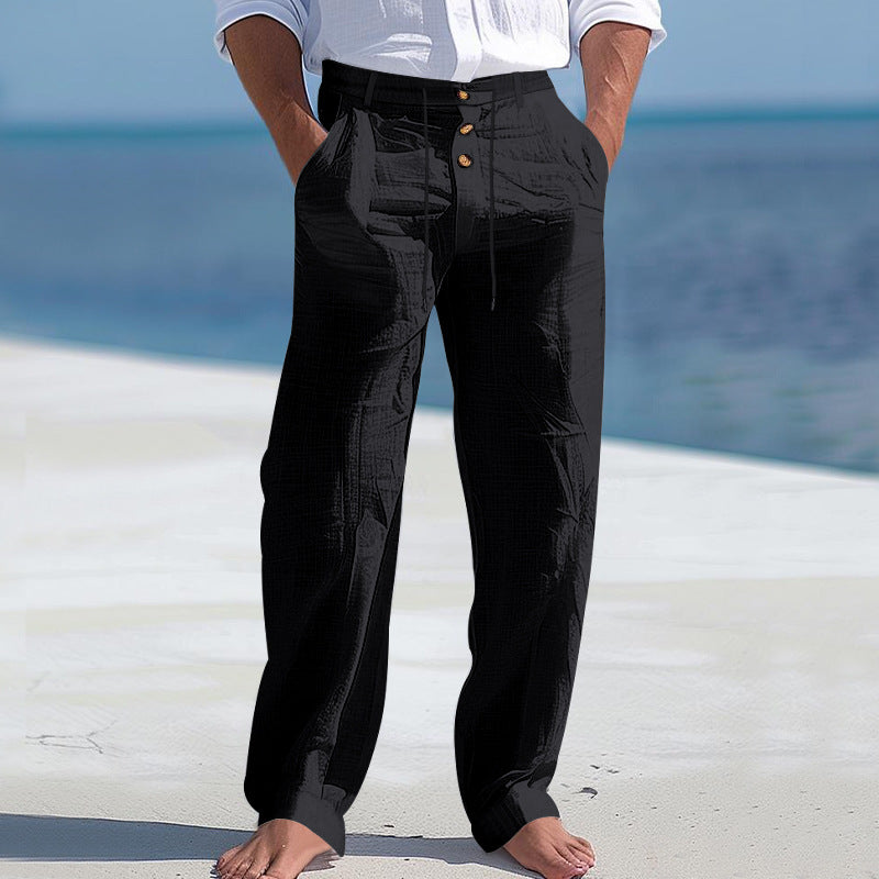 Pantalón de lino ligero para hombre, fresco y transpirable - Foto 3