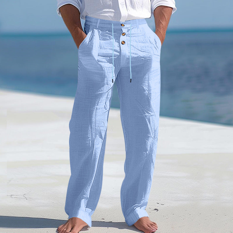 Pantalón de lino ligero para hombre, fresco y transpirable - Foto 2