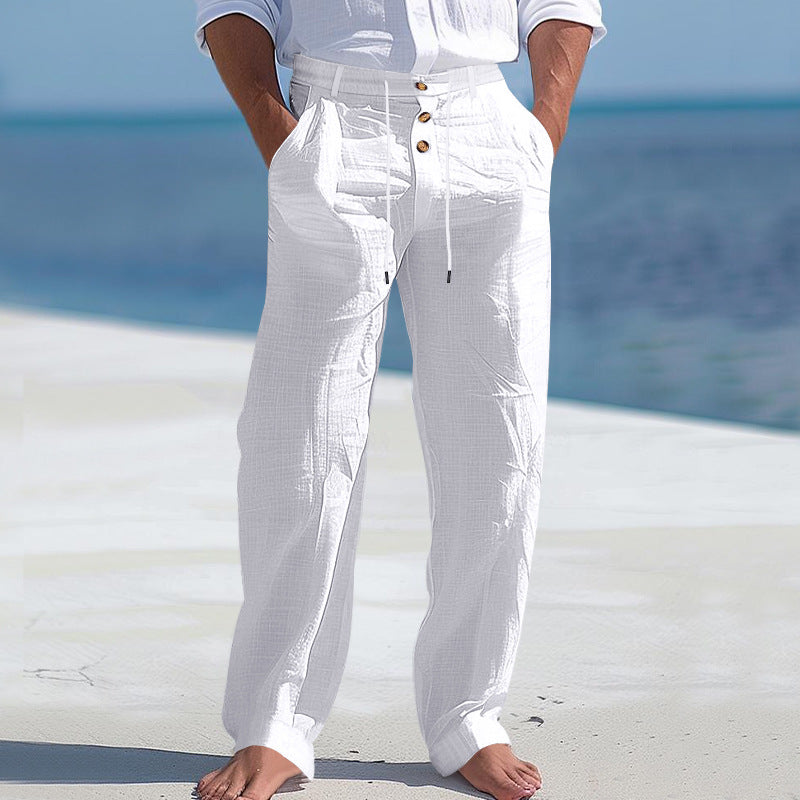 Pantalón de lino ligero para hombre, fresco y transpirable - Foto 6