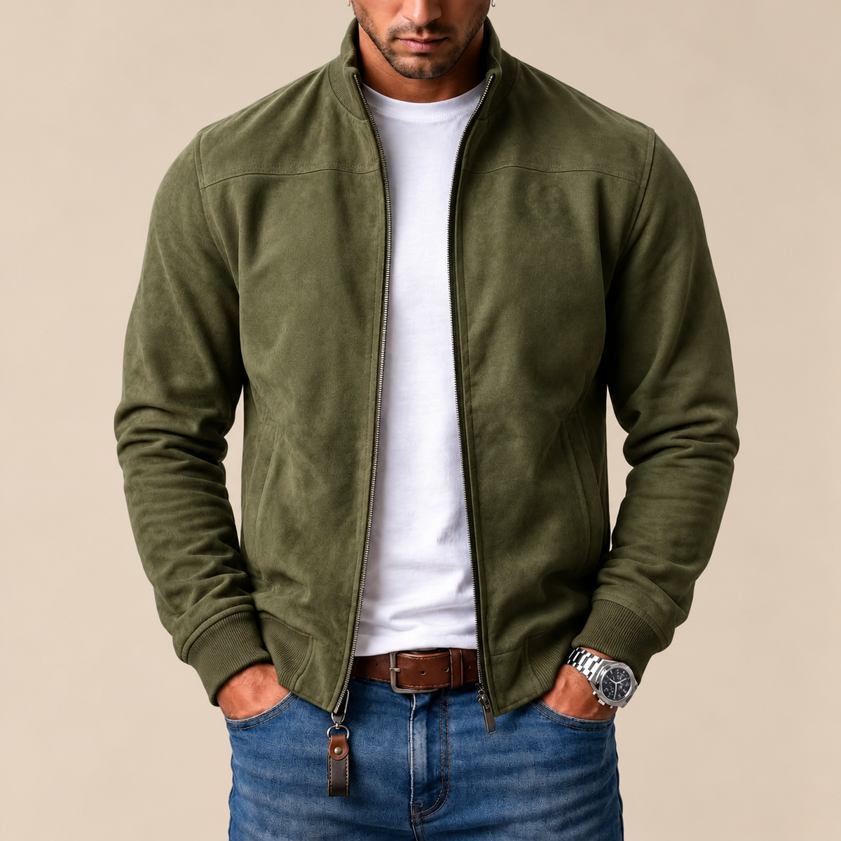 Chaqueta bomber efecto ante con puños de canalé – Sergio - Foto 4