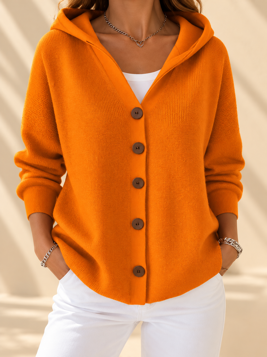 Chaqueta de punto con capucha y botones para entretiempo - Foto 9
