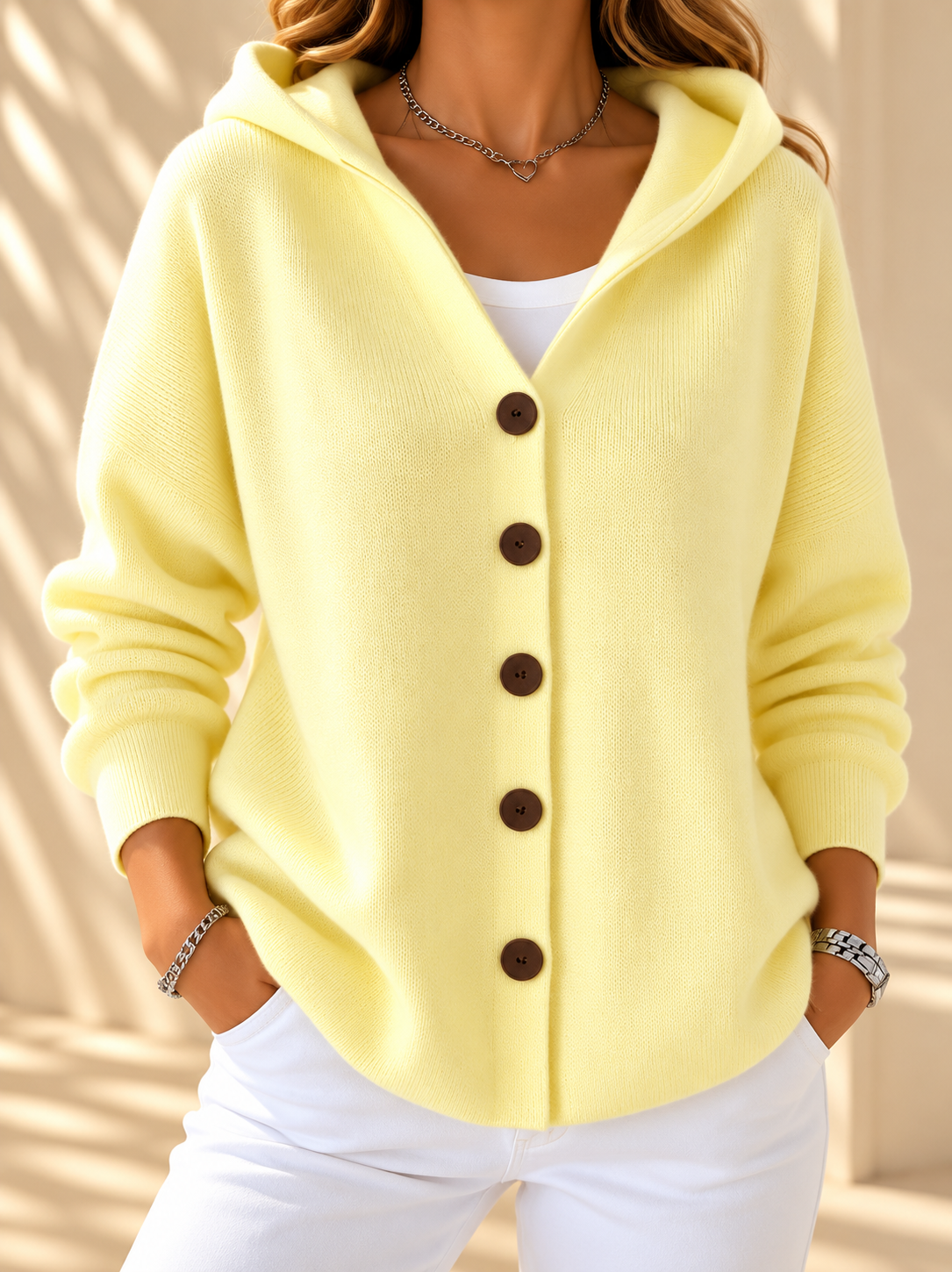 Chaqueta de punto con capucha y botones para entretiempo - Foto 7