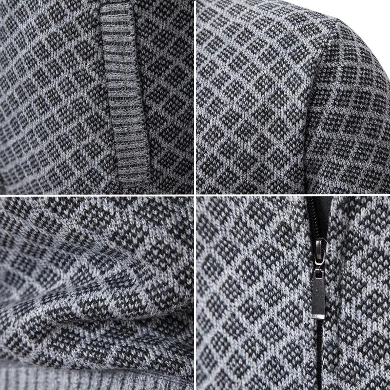 Chaqueta de punto con cremallera para hombre, cuello alto - Foto 6