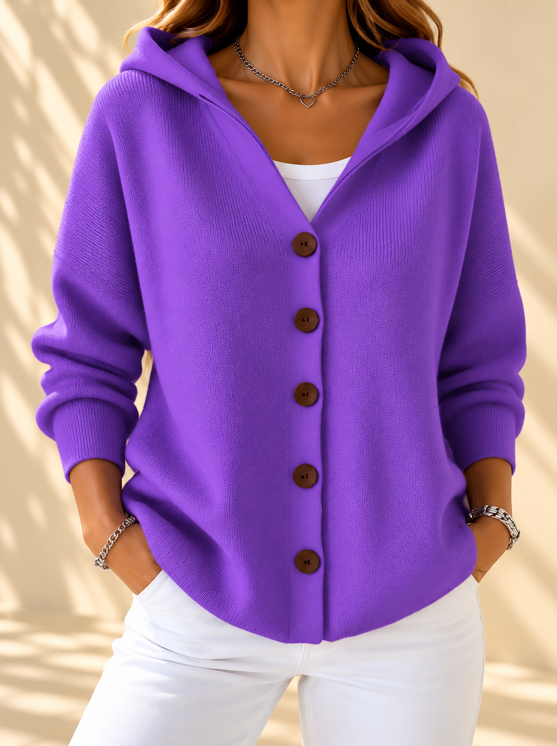 Chaqueta de punto con capucha y botones para entretiempo - Foto 10