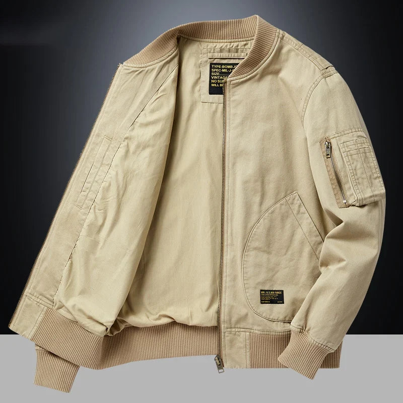 Chaqueta bomber vintage para hombre con cremallera metálica - Foto 3
