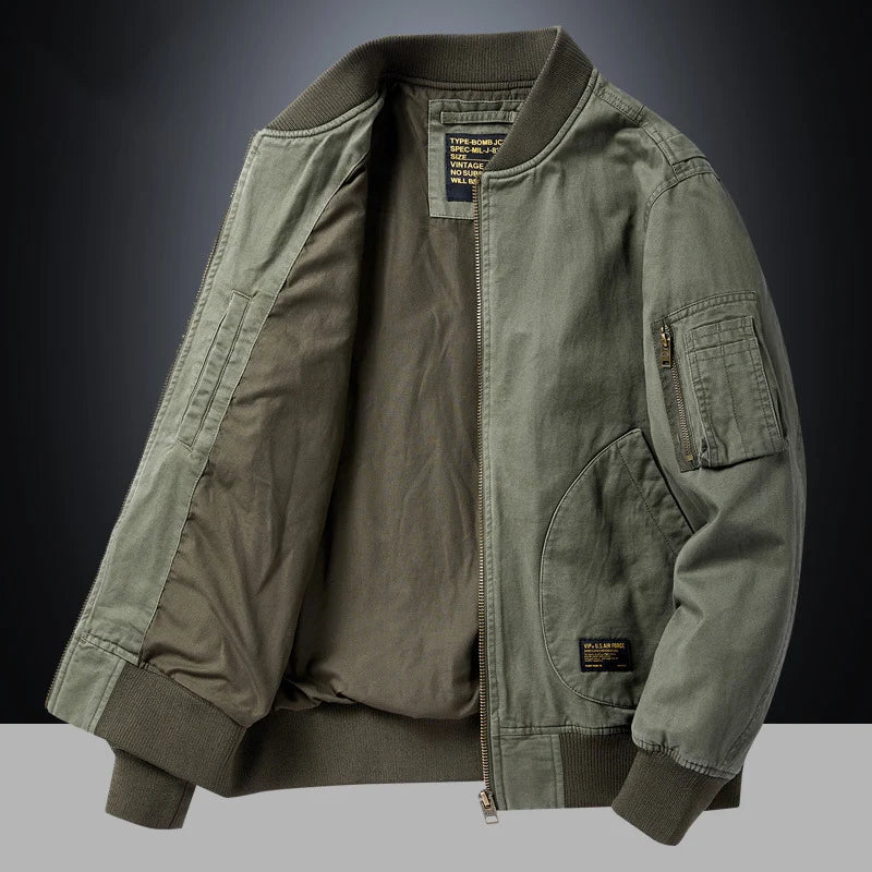 Chaqueta bomber vintage para hombre con cremallera metálica - Foto 1
