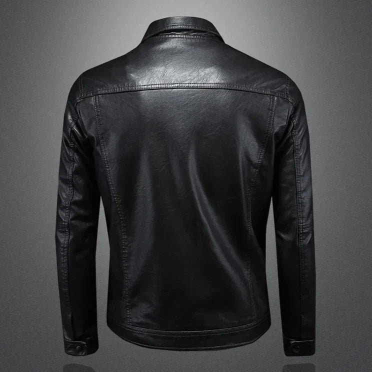 Cazadora de cuero para hombre con corte estilizado - Foto 2