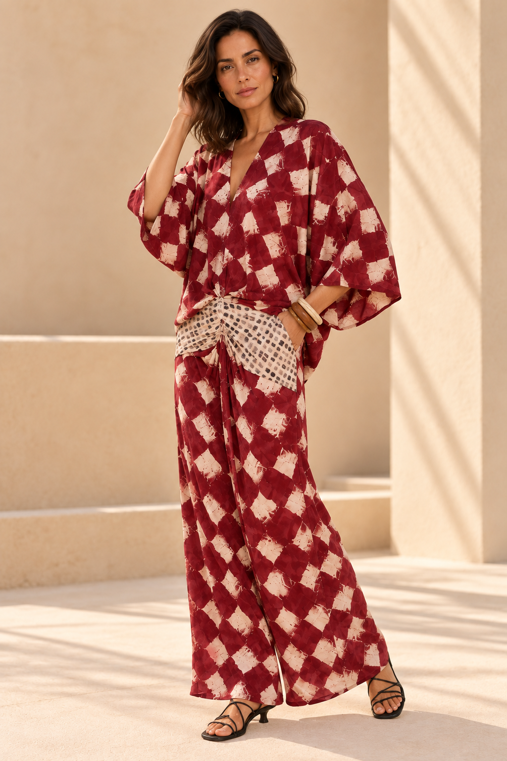 Vestido largo estampado mosaico con mangas kimono – Cataleya - Foto 2