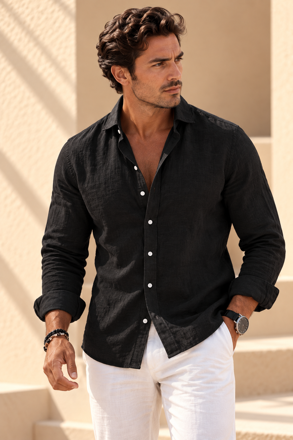 Camisa de mezcla de algodón con corte relajado – Gael - Foto 2