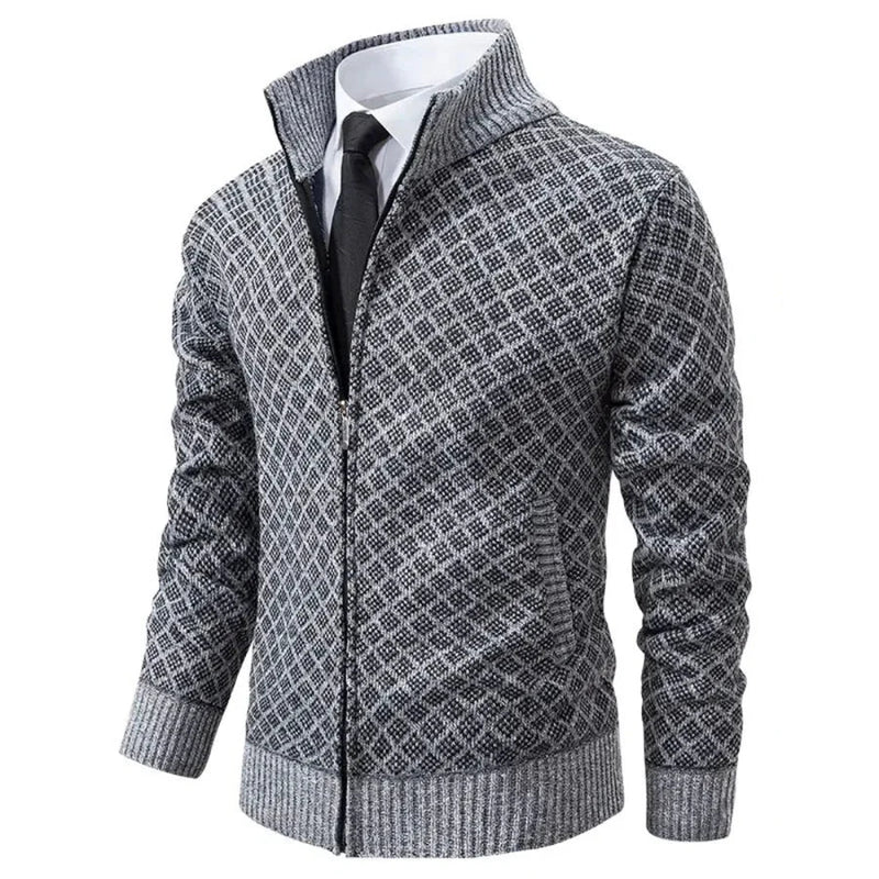 Chaqueta de punto con cremallera para hombre, cuello alto - Foto 3