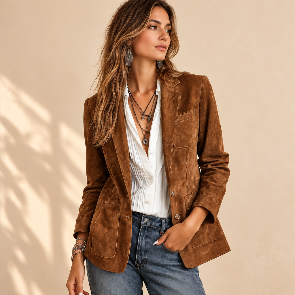 Blazer vintage con costuras en contraste para mujer - Foto 4