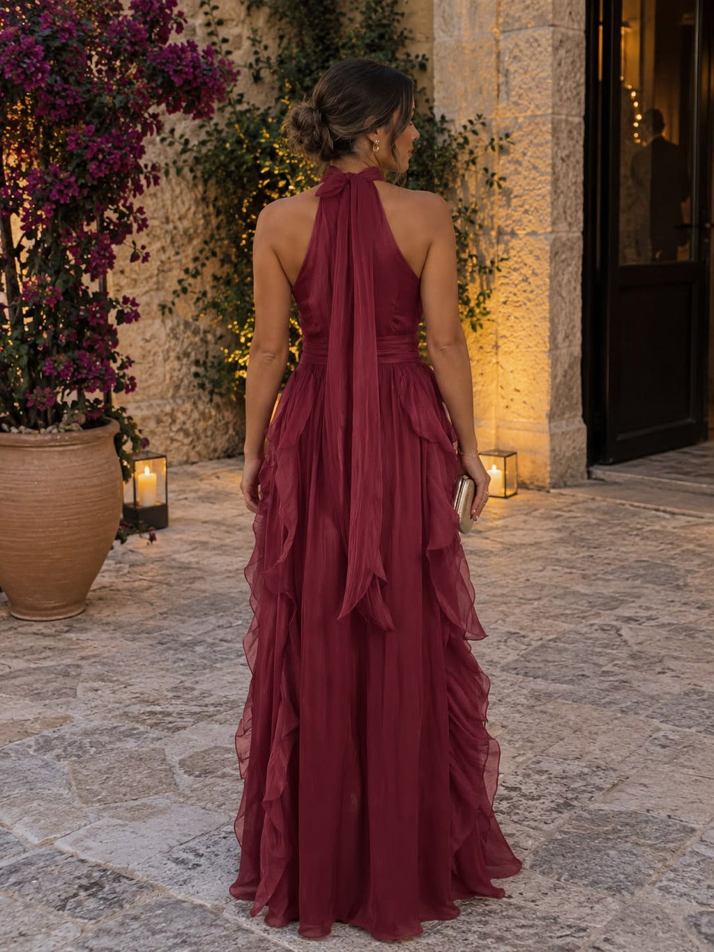 Vestido maxi con volantes y escote halter – Paloma - Foto 4