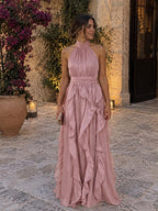 Vestido maxi con volantes y escote halter – Paloma - Foto 8
