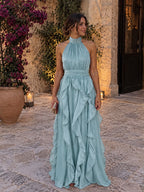 Vestido maxi con volantes y escote halter – Paloma - Foto 7