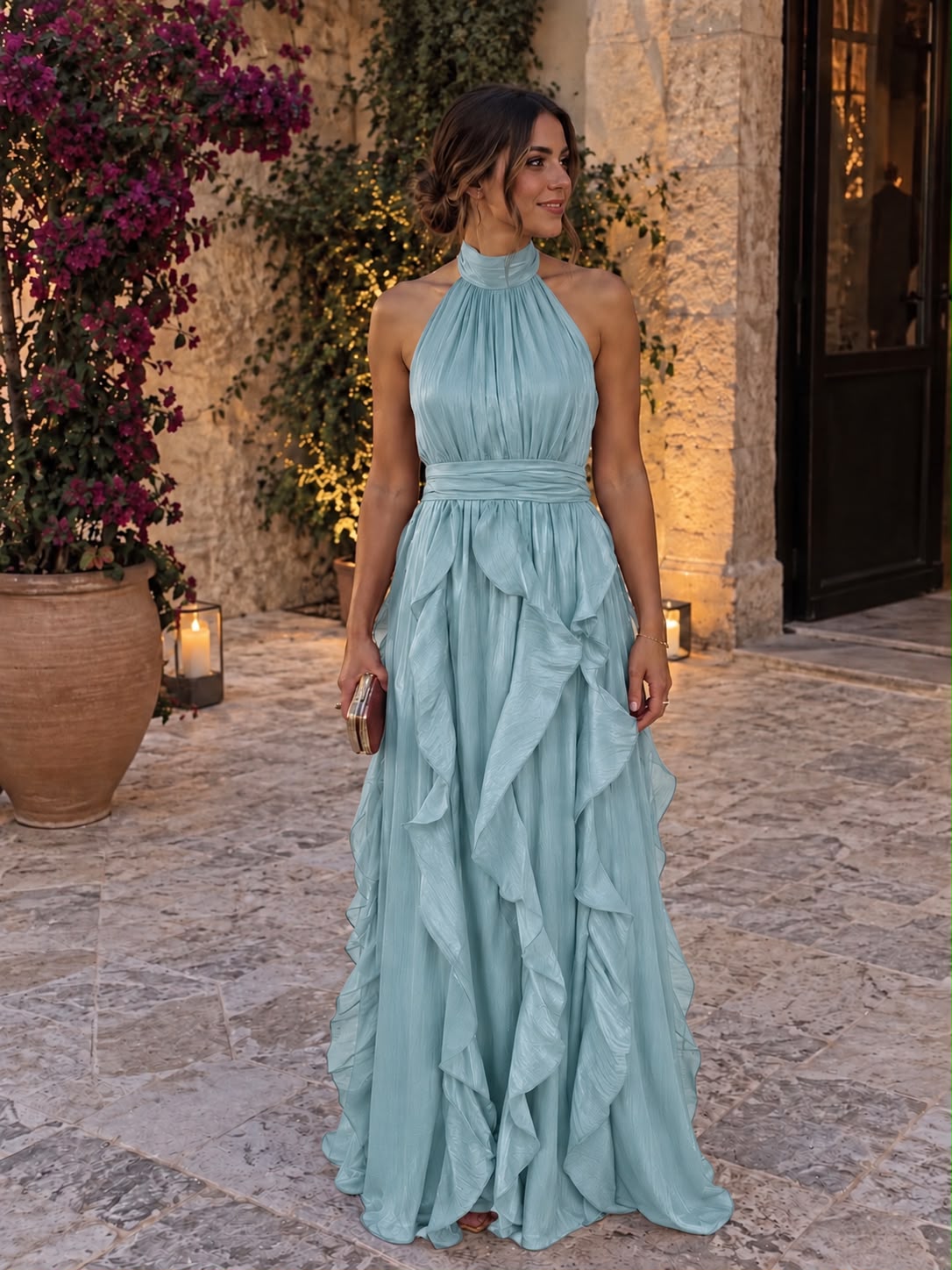 Vestido maxi con volantes y escote halter – Paloma - Foto 7