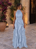 Vestido maxi con volantes y escote halter – Paloma - Foto 5
