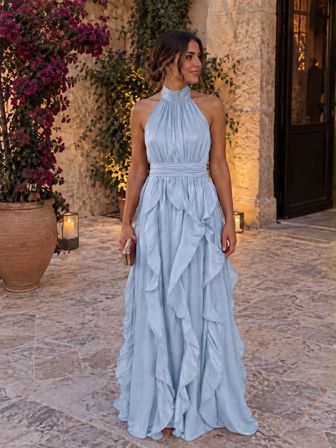 Vestido maxi con volantes y escote halter – Paloma - Foto 5