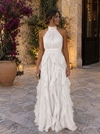 Vestido maxi con volantes y escote halter – Paloma - Foto 10