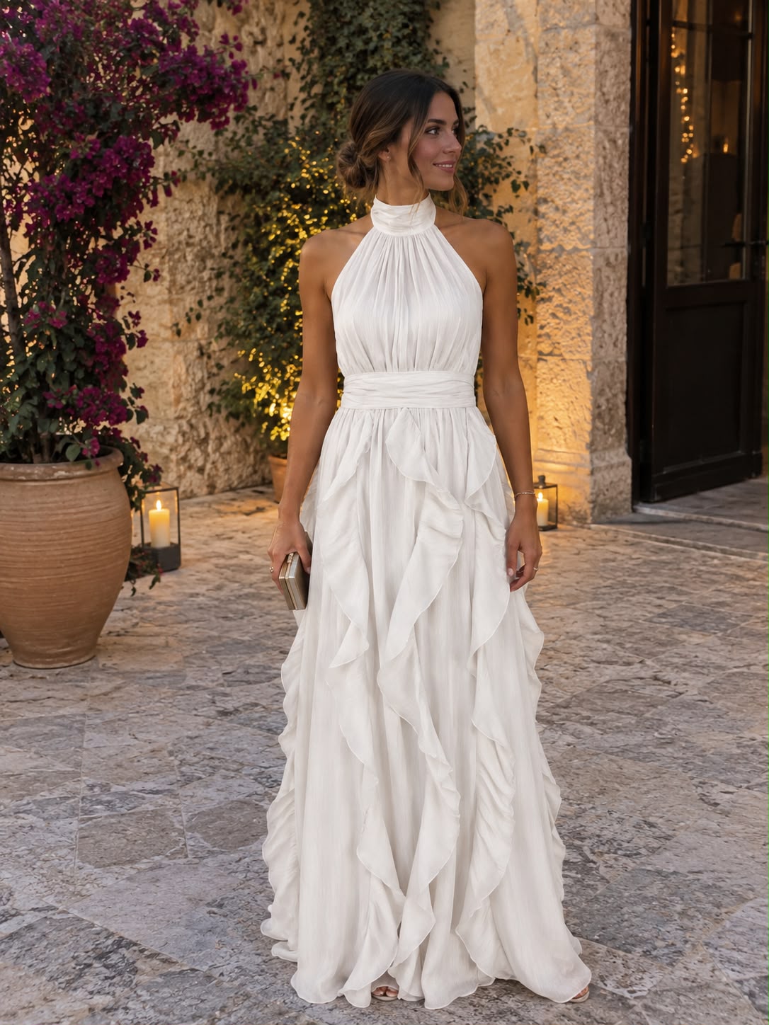 Vestido maxi con volantes y escote halter – Paloma - Foto 10