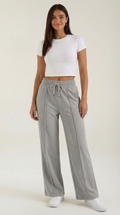Pantalón de chándal de mujer con pierna ancha, gris claro - Foto 1