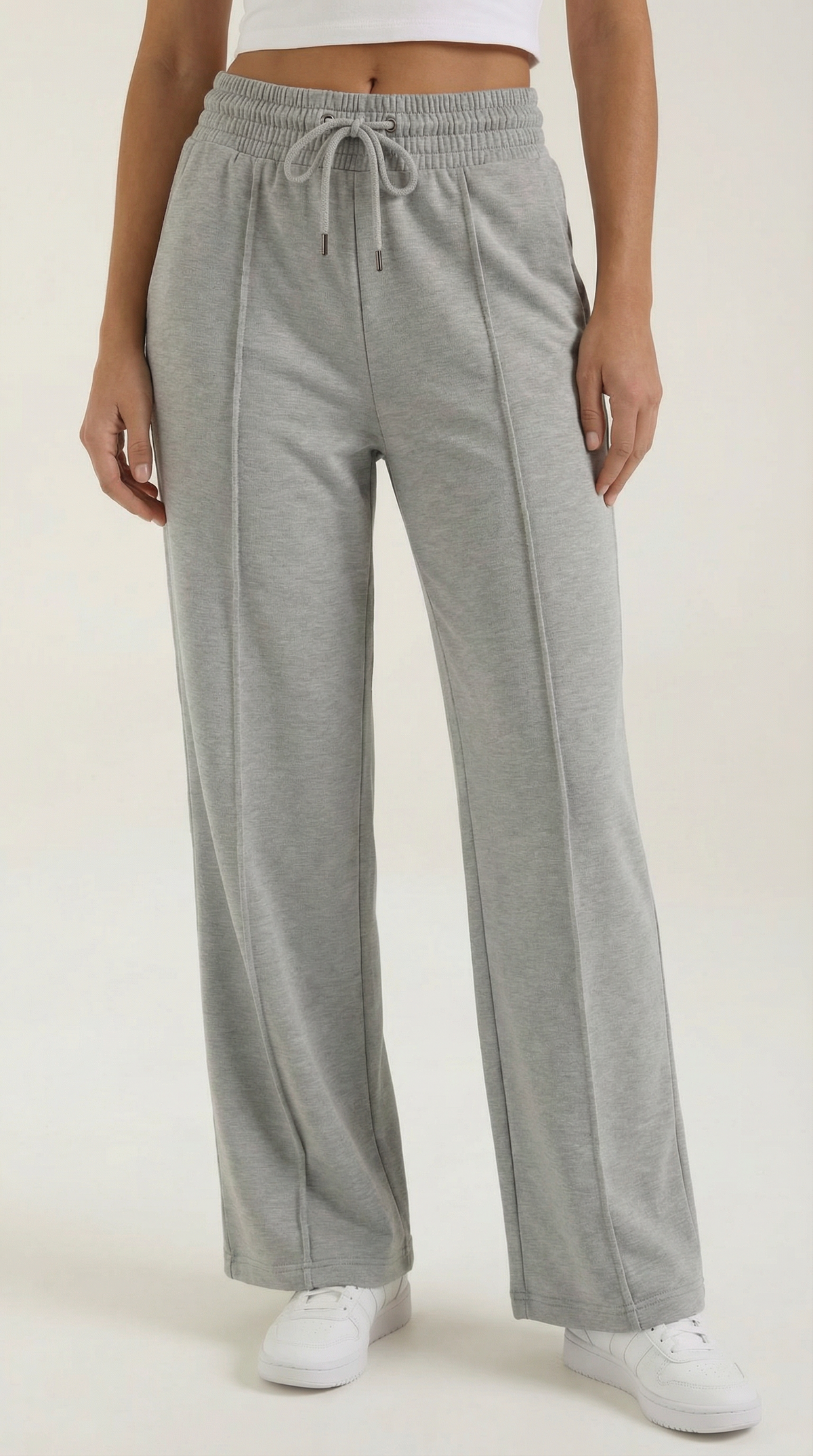Pantalón de chándal de mujer con pierna ancha, gris claro - Foto 3