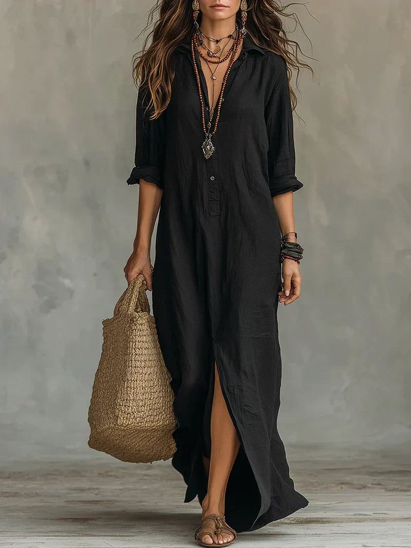 Vestido maxi con botones para mujer, holgado y versátil - Foto 1