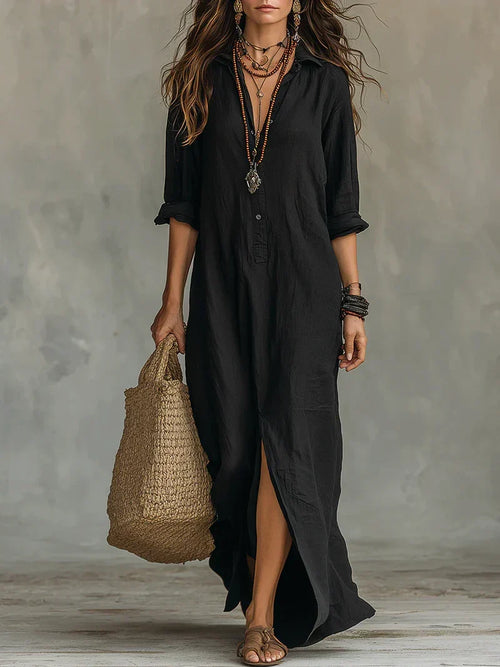Vestido maxi con botones para mujer, holgado y versátil - Foto 1