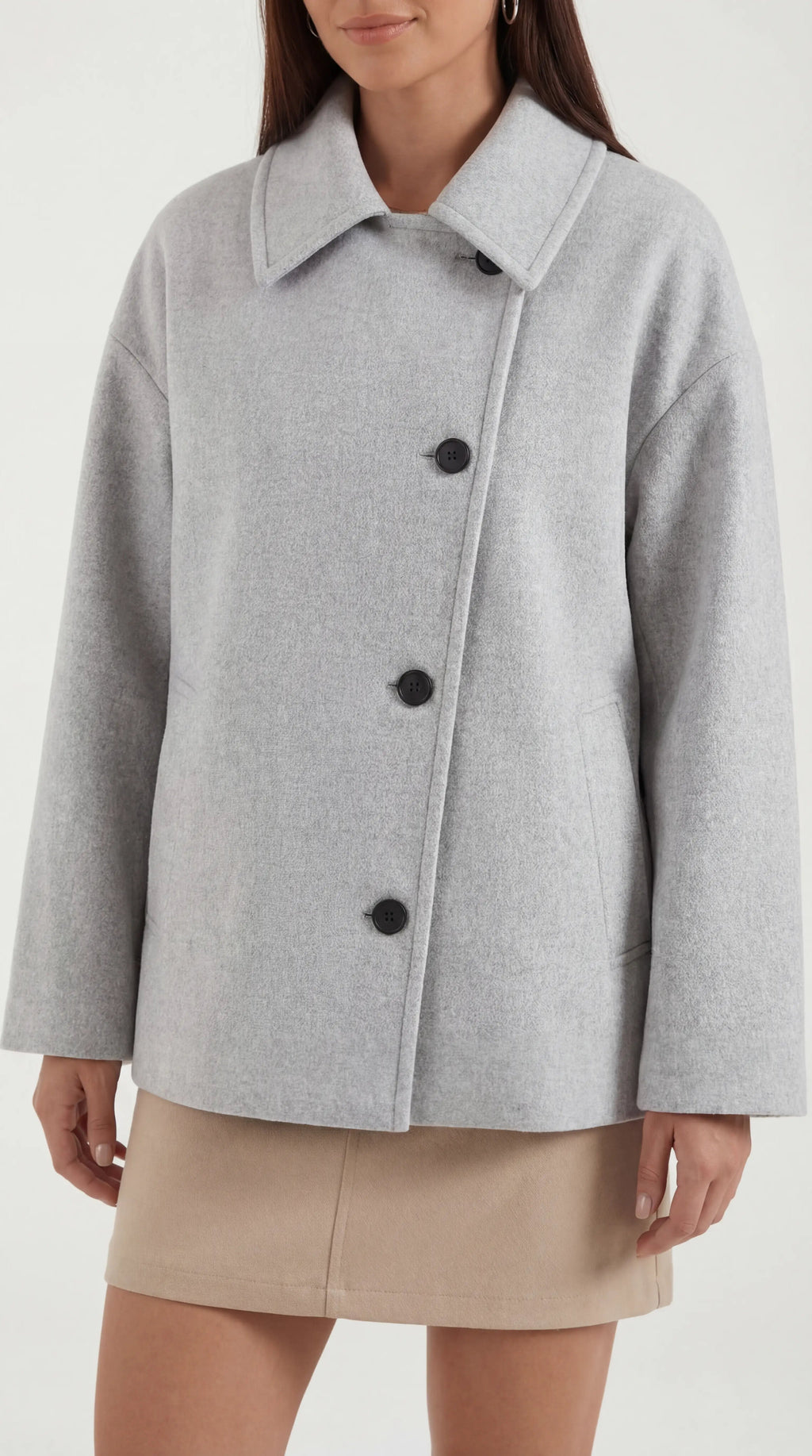Abrigo oversize asimétrico para mujer, moderno y cálido - Foto 7