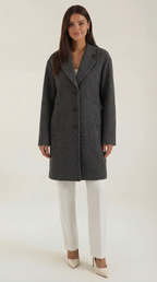 Abrigo largo clásico para mujer en gris, suave y versátil - Foto 1