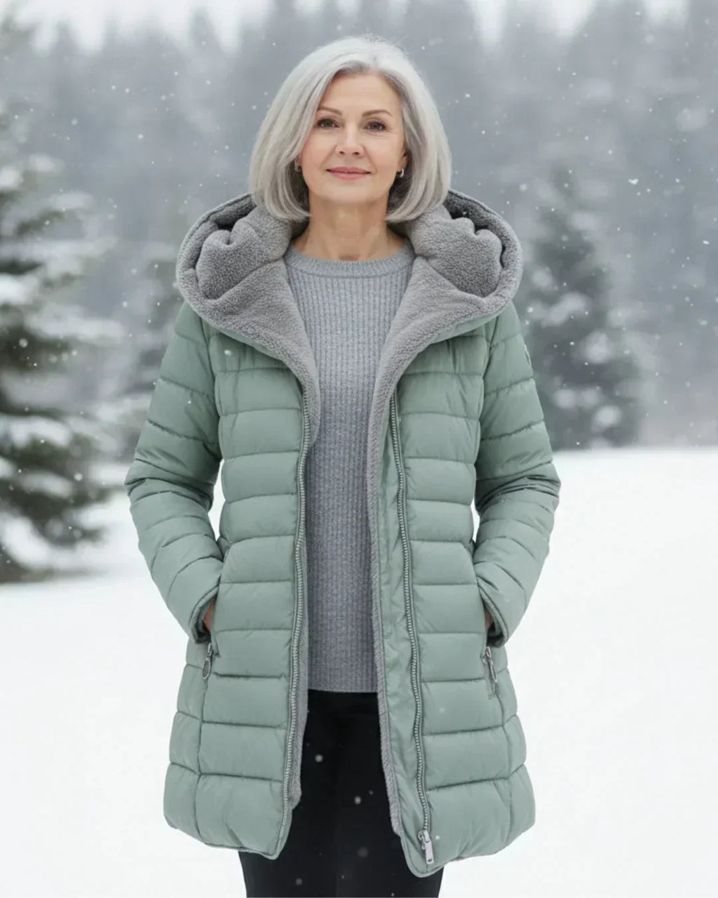 Chaqueta acolchada con capucha para mujer, forro polar - Foto 1