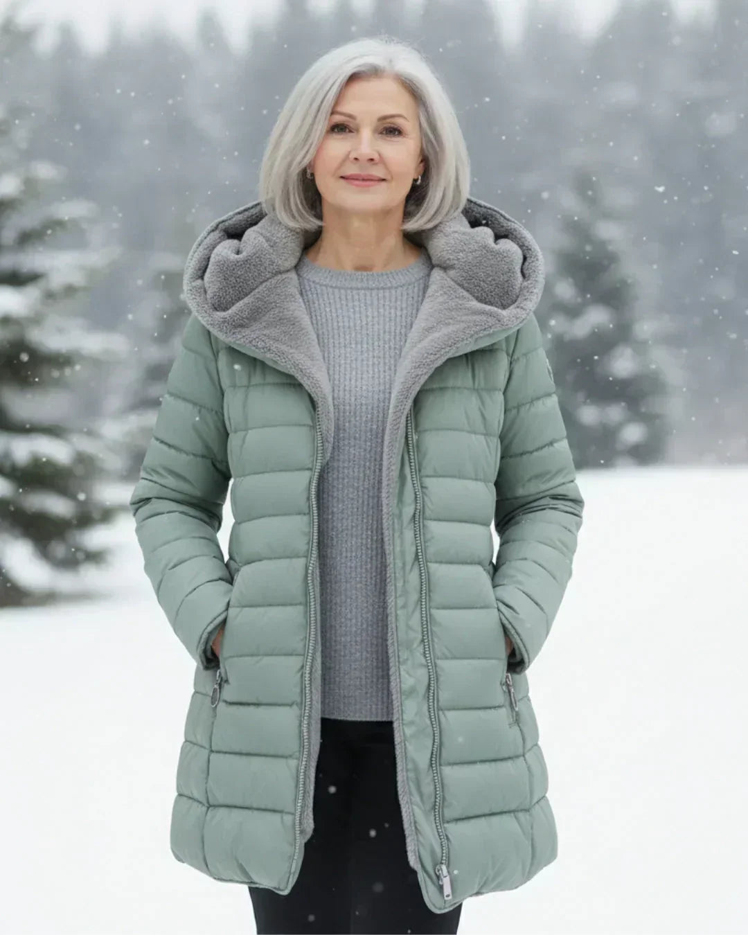 Chaqueta acolchada con capucha para mujer, forro polar - Foto 1