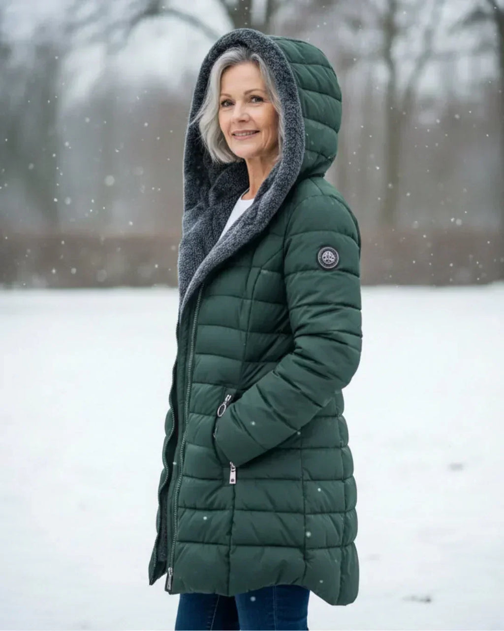 Chaqueta acolchada con capucha para mujer, forro polar - Foto 8