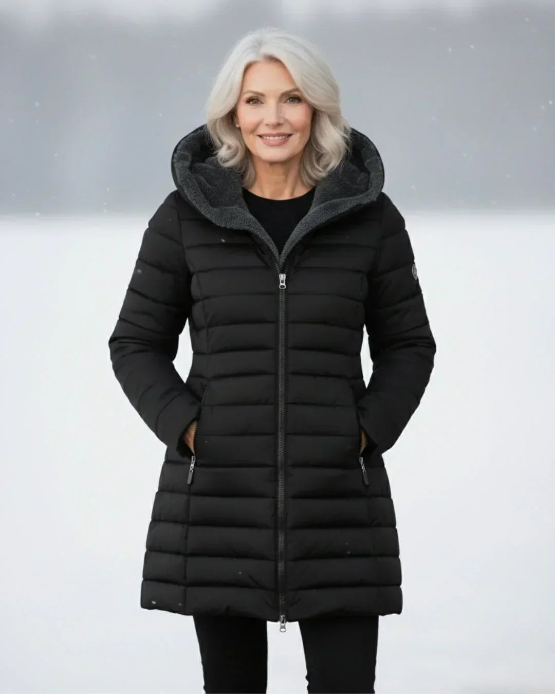 Chaqueta acolchada con capucha para mujer, forro polar - Foto 9