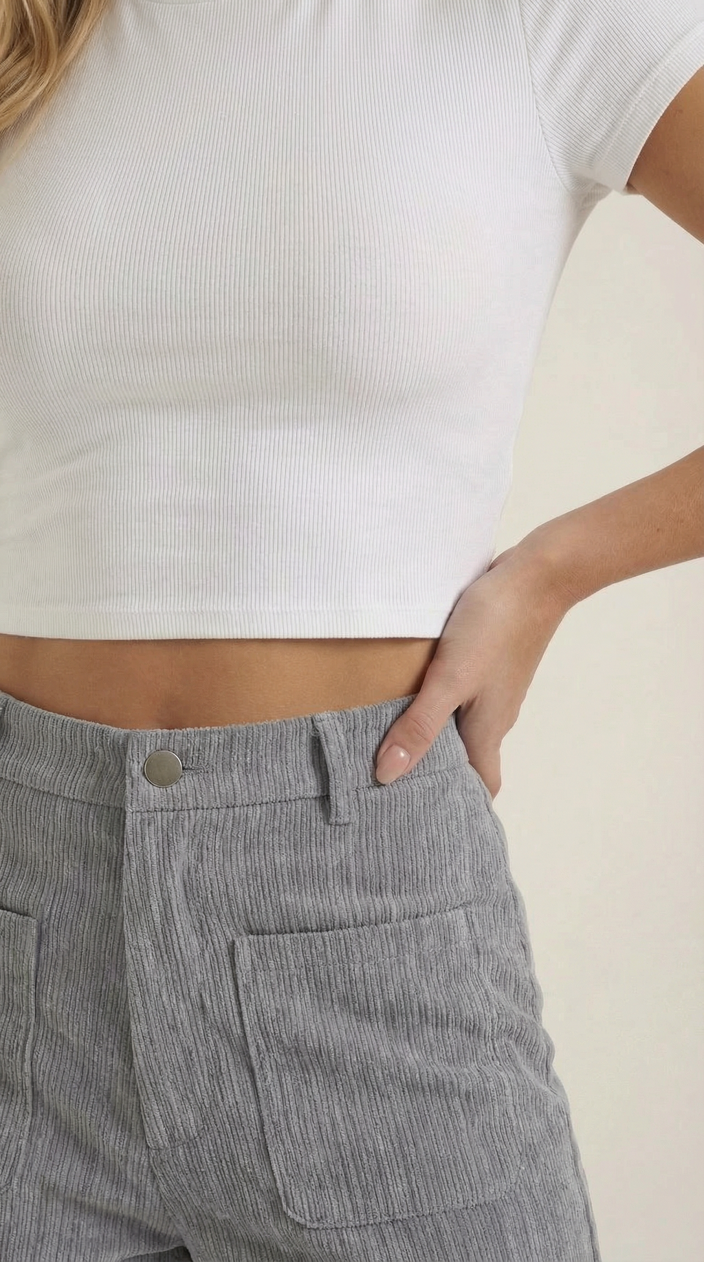 Pantalón ancho de pana para mujer con cintura alta - Foto 3