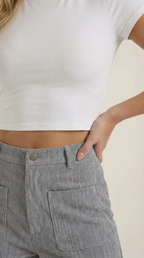 Pantalón ancho de pana para mujer con cintura alta - Foto 3