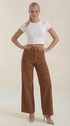 Pantalón ancho de pana para mujer con cintura alta - Foto 7