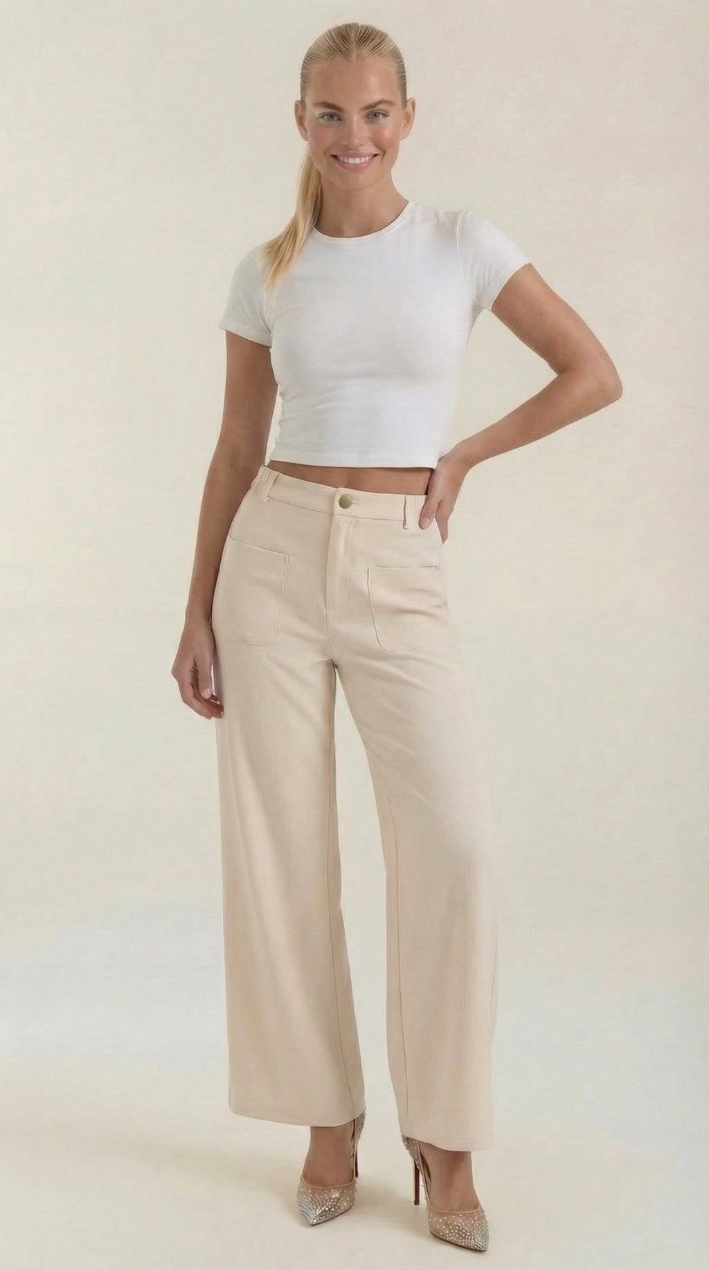 Pantalón ancho de pana para mujer con cintura alta - Foto 9