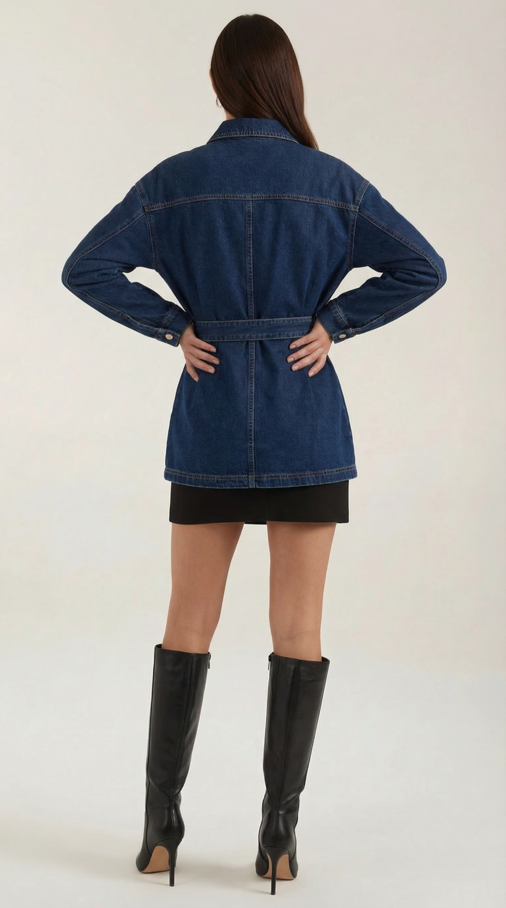 Chaqueta vaquera con cinturón para mujer, suave y práctica - Foto 4