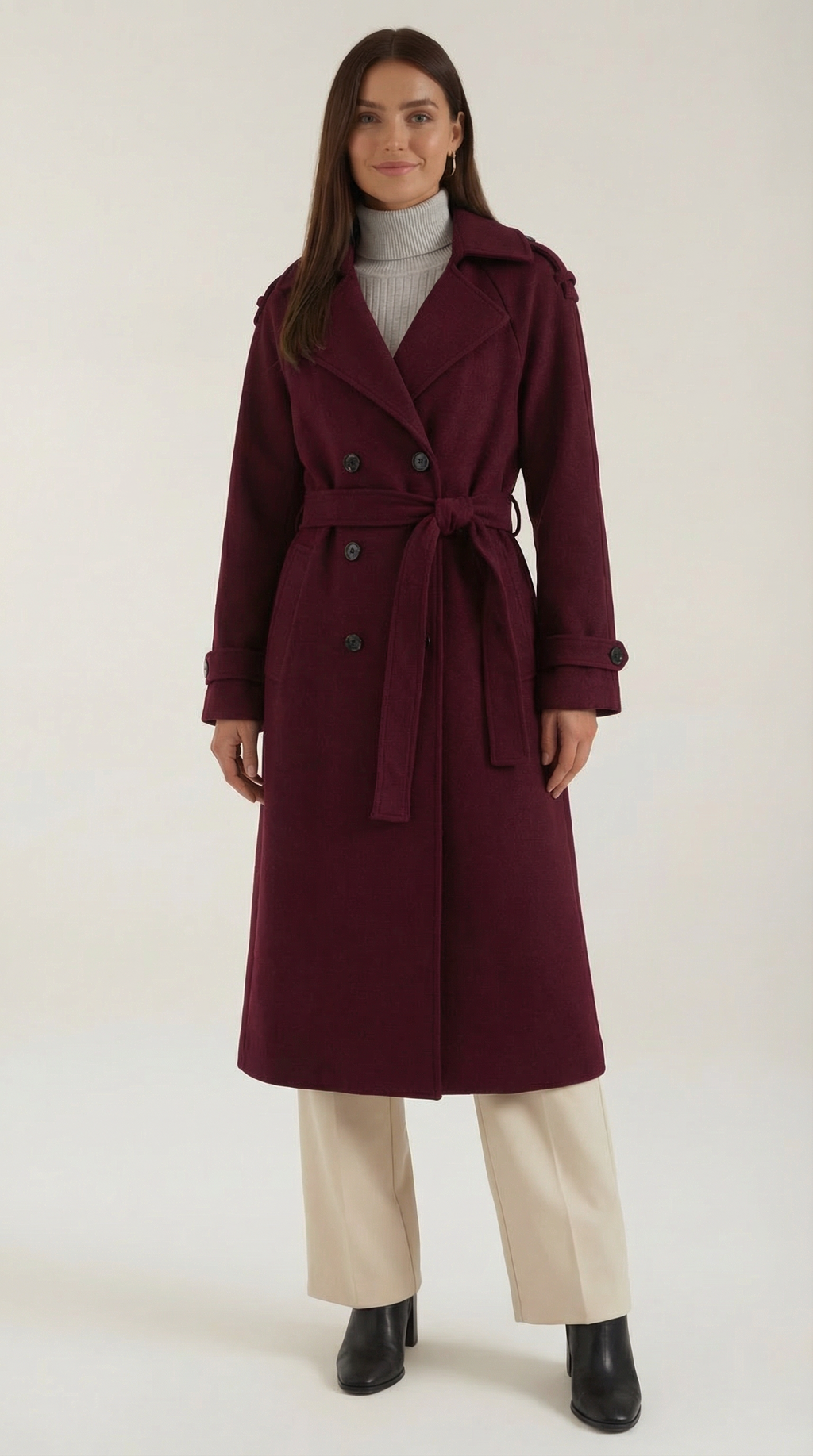 Gabardina larga con cinturón para mujer, suave y elegante - Foto 1