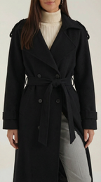 Gabardina larga con cinturón para mujer, suave y elegante - Foto 10