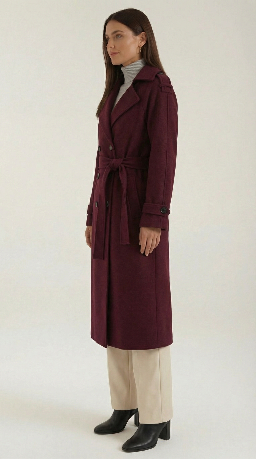 Gabardina larga con cinturón para mujer, suave y elegante - Foto 2