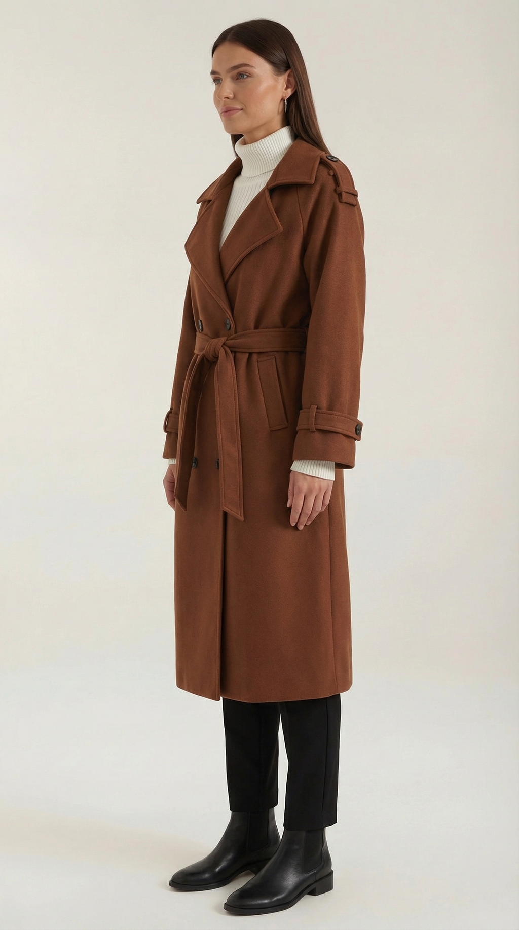 Gabardina larga con cinturón para mujer, suave y elegante - Foto 6