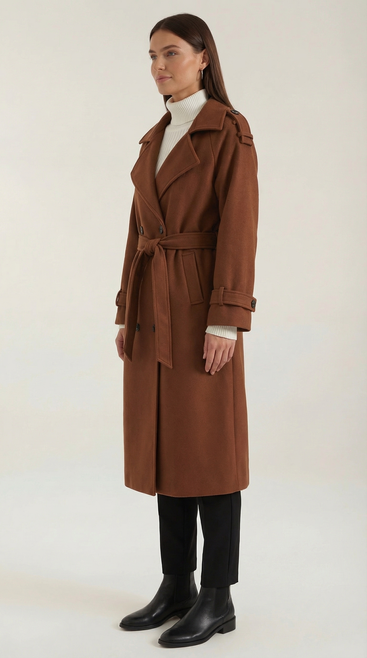 Gabardina larga con cinturón para mujer, suave y elegante - Foto 6