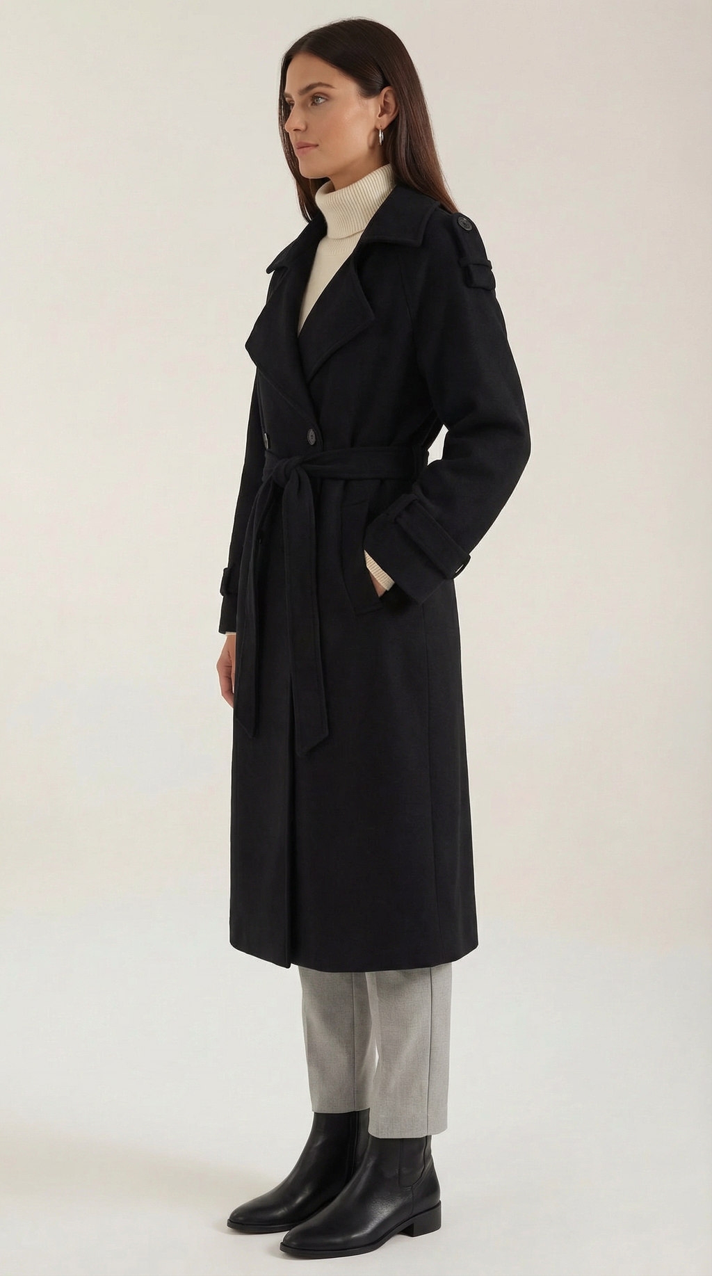 Gabardina larga con cinturón para mujer, suave y elegante - Foto 9