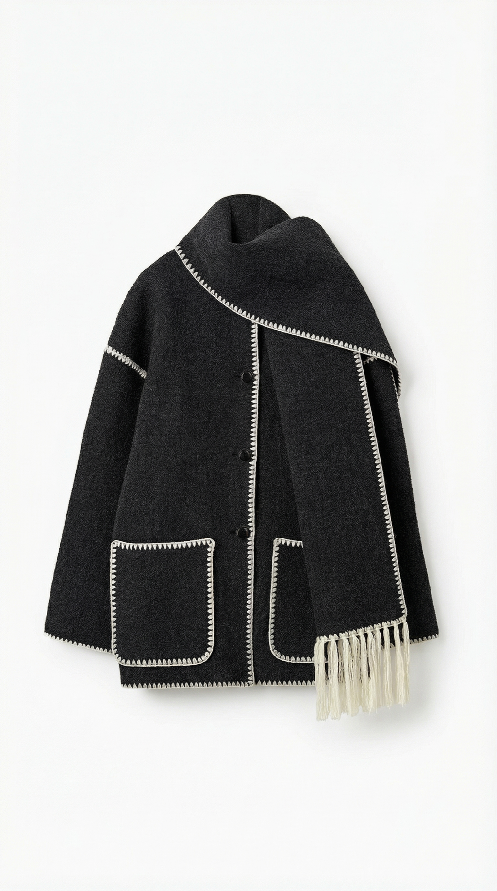 Chaqueta con bufanda integrada para mujer, suave y cálida - Foto 10