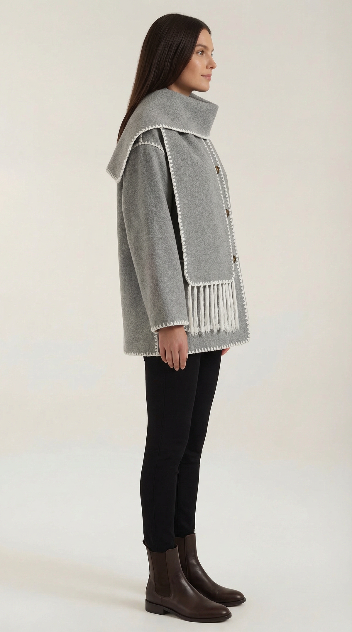 Chaqueta con bufanda integrada para mujer, suave y cálida - Foto 2