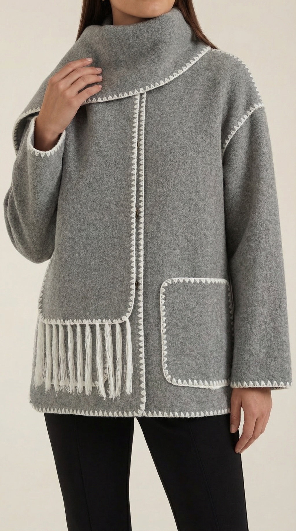 Chaqueta con bufanda integrada para mujer, suave y cálida - Foto 3