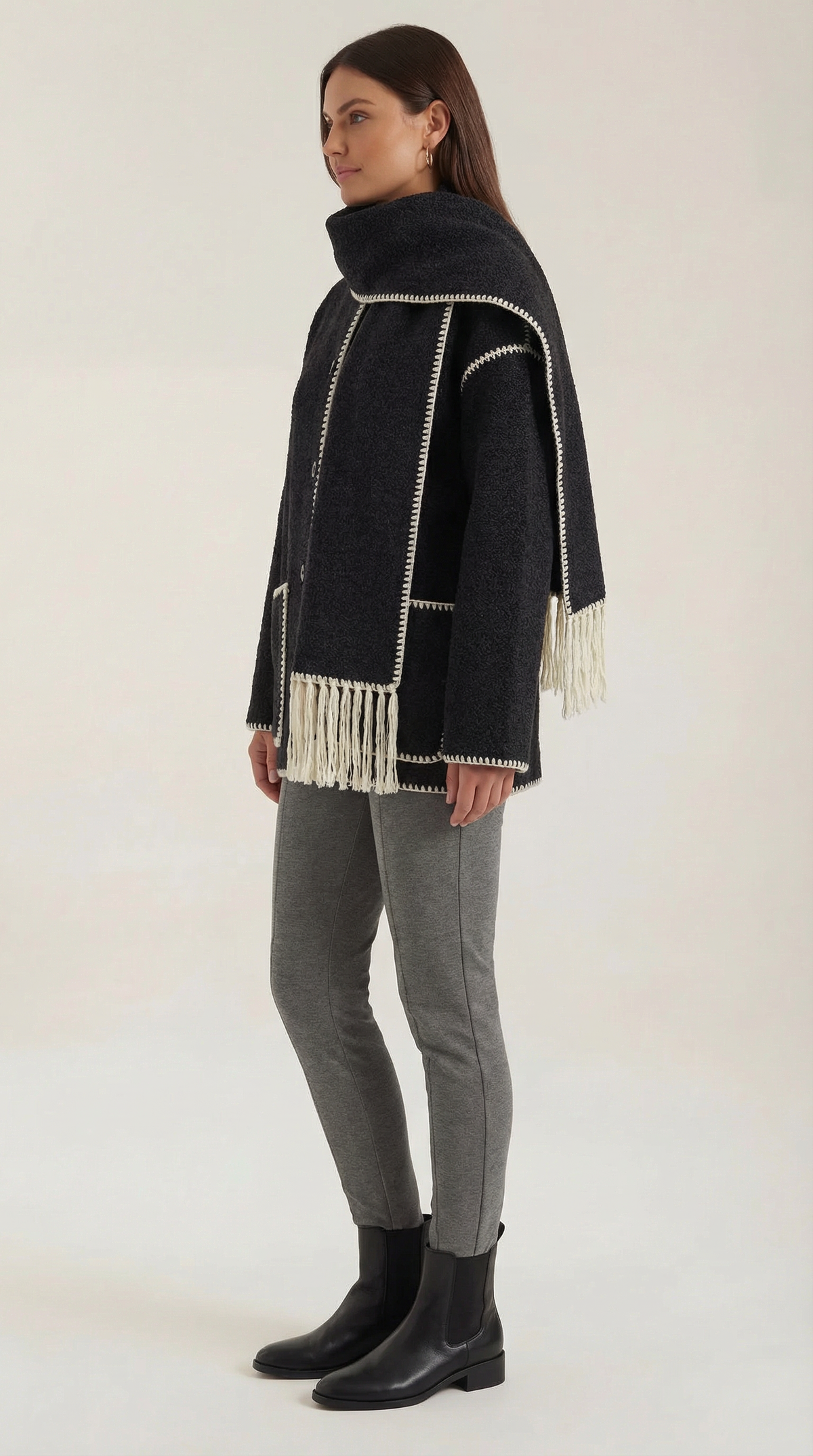 Chaqueta con bufanda integrada para mujer, suave y cálida - Foto 7